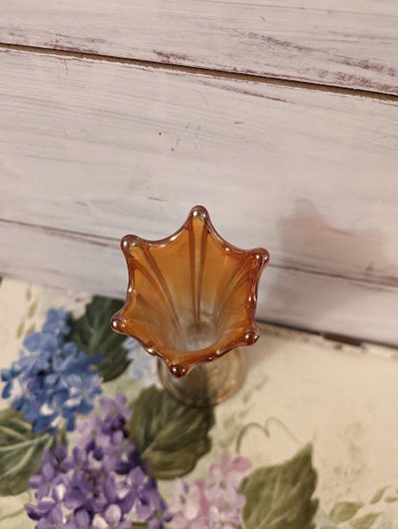 Vintage Orange Ombre Iridescent Swung Glass Vase Etsy