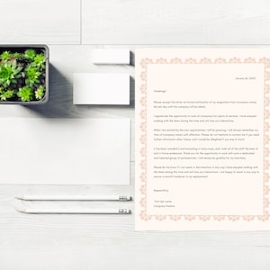 Professional Resignation letter Template Customizable on Canva