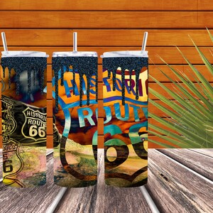 Midnight Route 66 20oz Tumbler Wrap Design