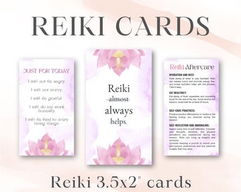 Reiki Cards Bundle: Aftercare, Benefits, Principles (Printable PDFs)