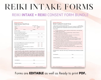 Reiki Intake & Consent Form Bundle: Editable Templates (PDF)