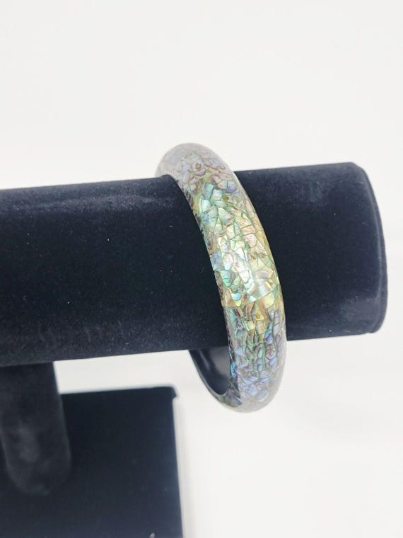 Bangle Bracelet Abalone Mosaic Pattern Green Blue… - image 4