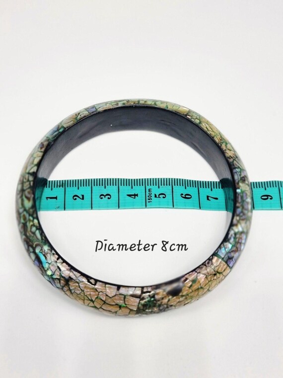 Bangle Bracelet Abalone Mosaic Pattern Green Blue… - image 7