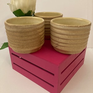 Flower planter set of 3 cachepot planter grooves ceramic ceramics Germany pottery mid century design 70s 70s vintage vtg flowerpot decoration