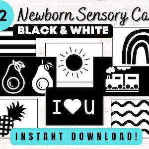 72 Sensory Flash Cards for Babies | Printable Black & White Cards For 0-6 Month Baby Stimulation and Development | Newborn Sensory Toy