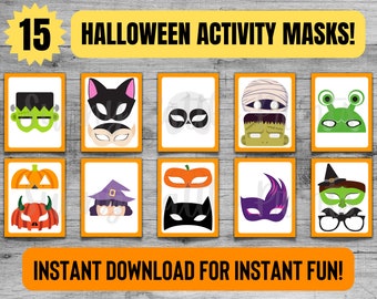 Printable Halloween Masks: Kids Craft Activity (INSTANT DOWNLOAD)