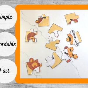 May include: A collection of puzzle pieces with a pumpkin theme, featuring orange, brown, and yellow colors. Some pieces are connected, while others are separate. The text "Jack O' Lanterns" is visible on one piece. The words "Simple", "Affordable", and "Fast" are also present.