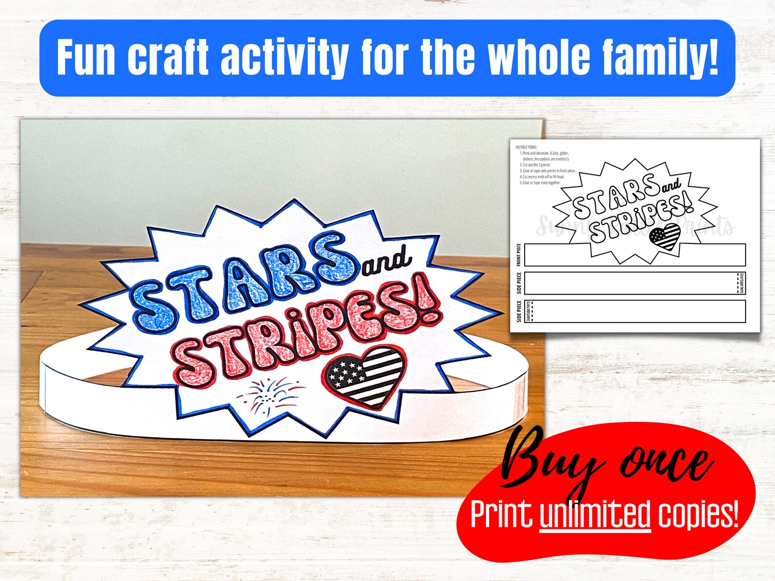 Fourth of July Paper Crown Hats | 4th of July Kids Craft Activity | Independence Daycoloring ...