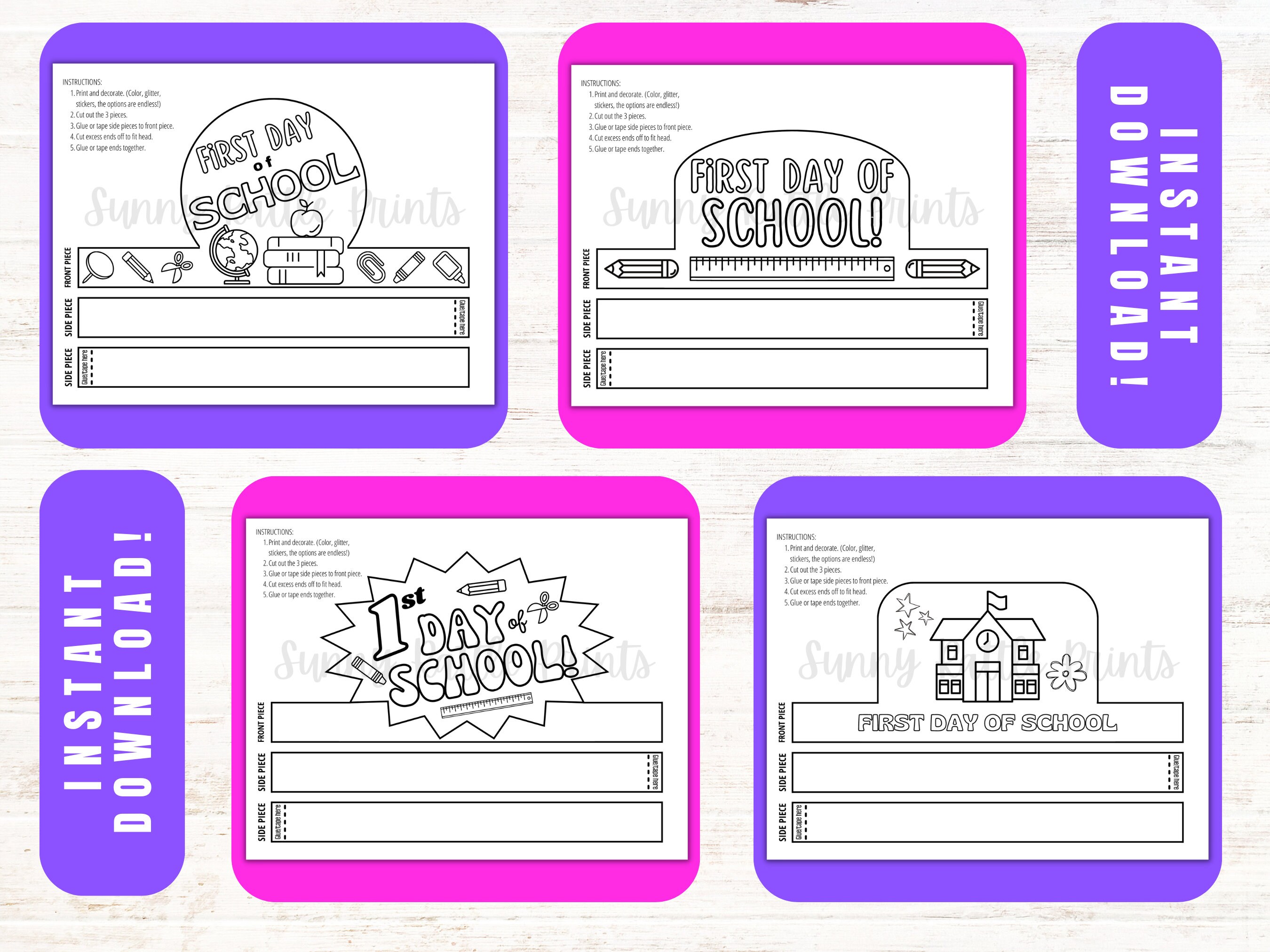 1st Day of School Paper Crown Hats | Back to School Kids Craft Activity ...