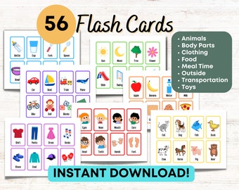 Printable Flashcards for Preschool and Pre-K | Flash Cards for Toddlers | Early Learning Resource for 2-5 year olds | DIGITAL DOWNLOAD