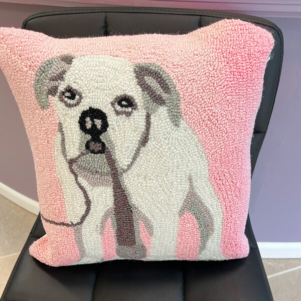 Hand Hooked Dog Pillows Etsy