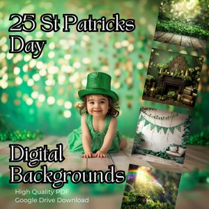 Può includere: 25 sfondi digitali per il giorno di San Patrizio. Un collage di sfondi verdi con una varietà di temi del giorno di San Patrizio, tra cui un cappello da folletto, un camino, un pentolone d'oro e un trifoglio verde.
