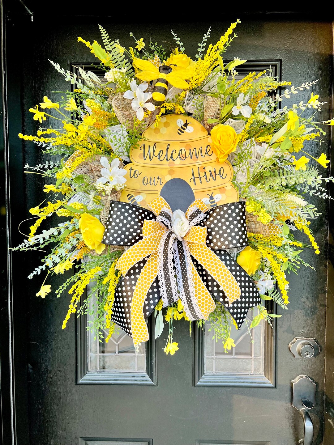 Bee Wreath, Bee Decor. Front Door Decor, Spring Wreath, Summer Wreath ...