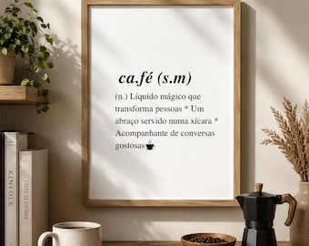 Brasilianisches Kaffee Wandbild, brasilianisches Küchendekor, Kaffee Definition Poster, Kaffeeliebhaber Geschenk, minimalistischer Wanddruck, Café Zeichen