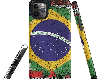 Funda para iPhone con la bandera de Brasil, protección de doble capa para teléfono