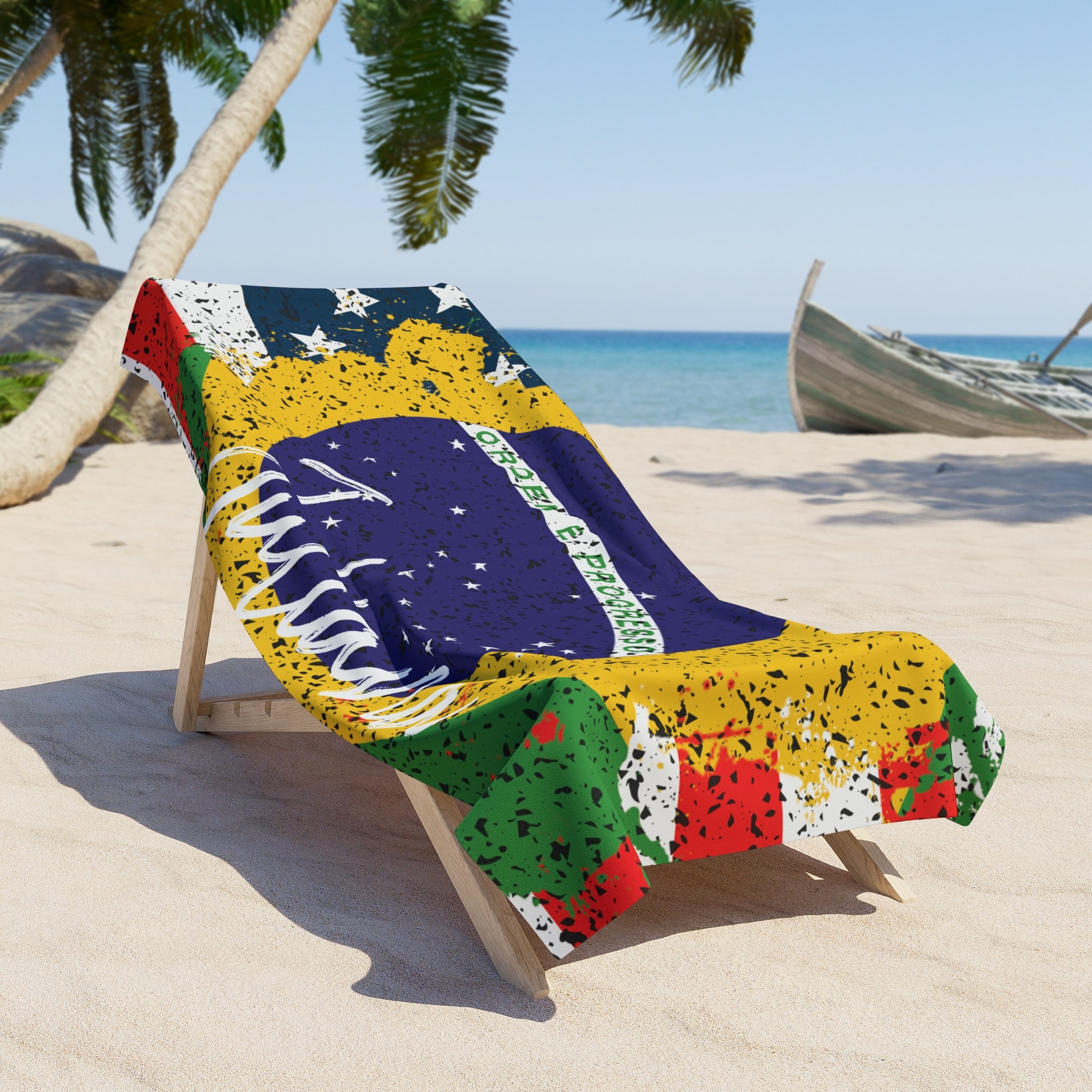 Brazil USA Beach Towel, Personalized Brazil USA Flag Beach Towel, Custom Brazilian Beach Towel, Brazilian American Gift Idea