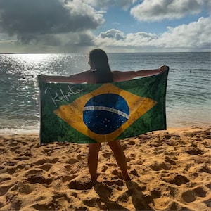 Personalized Brazil Beach Towel, Brazil Flag Beach Towel, Customized Beach Towel, Summer Gift for Women, Brazil Beach Towel with Name