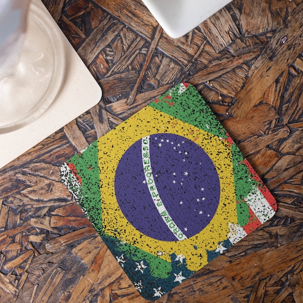 Brazil USA Cork Coaster, Brazil Flag Gift, USA Flag gift, Brazilian American Coaster