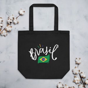 Brazil Flag Eco Tote Bag, Brazilian Gift for Her, Brazilian Bag, Brazil Flag Gift