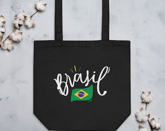 Brazil Flag Organic Cotton Tote Bag, Brazilian Pride Gift