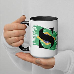 Personalized Brazilian Coffee Mug, Brazilian Colorful Coffee Mug, Customized letter Coffee Mug, Gift for the Brazilian