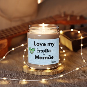 Love my Brazilian Mom Personalized candle, Custom Brazilian Mom Gift Idea, Candle for Mom with Name, Mother's Day Gift 2024