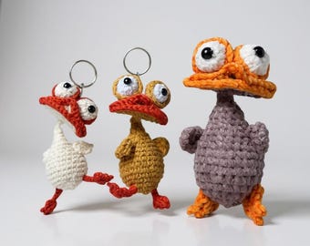 Crochet Duck Keychain Pattern: Funny Amigurumi Farm Animal (Digital Download)