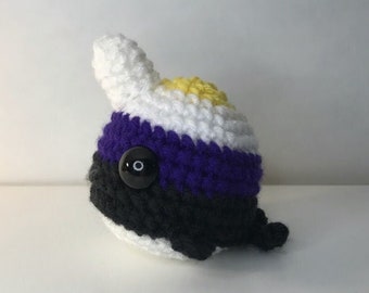 Orgullo no binario Crochet Narwhal Amigurumi Pride Pal Peluche de peluche hecho a mano