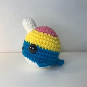Pansexual Pride Crochet Narwhal Amigurumi Pride Pal Handmade Stuffed Plushie