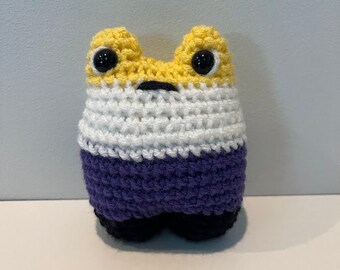 Nonbinary Pride Frog Crochet Amigurumi Pride Pal Handmade Stuffed Plushie