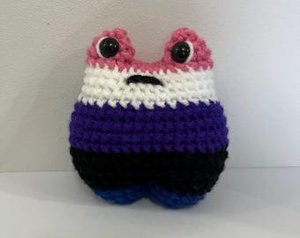 Genderfluid Pride Frog Crochet Amigurumi Pride Pal Handmade Stuffed Plushie