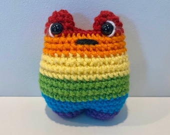 Rainbow Pride Frog Crochet Amigurumi Pride Pal Handmade Stuffed Plushie