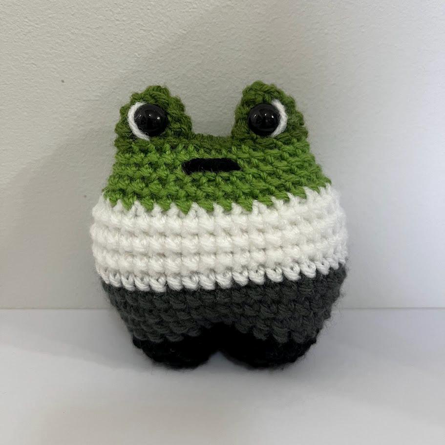 Aromantic Pride Frog Crochet Amigurumi Pride Pal Handmade Stuffed Plushie