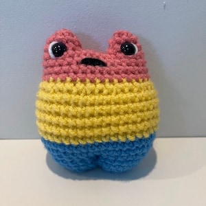 Pansexual Pride Frog Crochet Amigurumi Pride Pal Handmade Stuffed Plushie