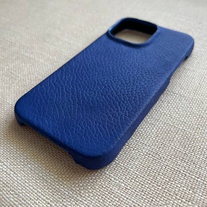 Navy leather iphone case for all new models. Genuine leather handmade case perfectly fit to protect the phone from unwanted scratches