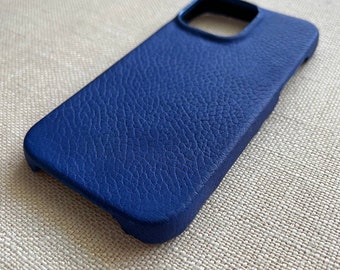 Navy leather iphone case for all new models. Genuine leather handmade case perfectly fit to protect the phone from unwanted scratches
