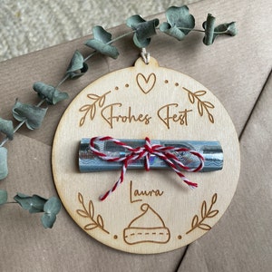 Geschenkkarte aus Holz für Geldgeschenke. Geschenk zu Weihnachten / Nikolaus