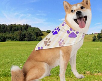 Bandana com estampa de pata de animal de estimação: cachecol colorido para cachorro, lenço para gato
