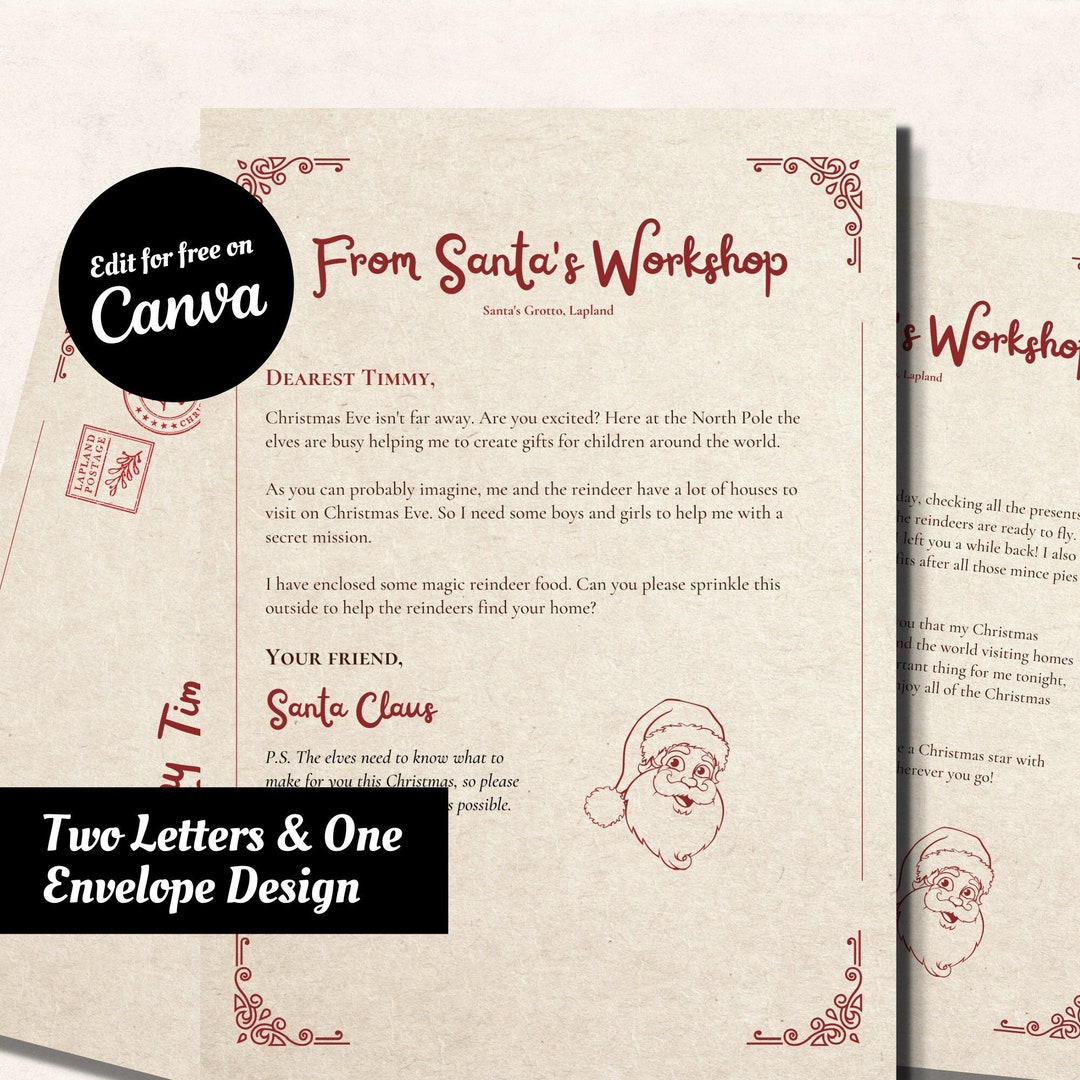 Letter From Santa printable Templates Christmas Envelope - Etsy