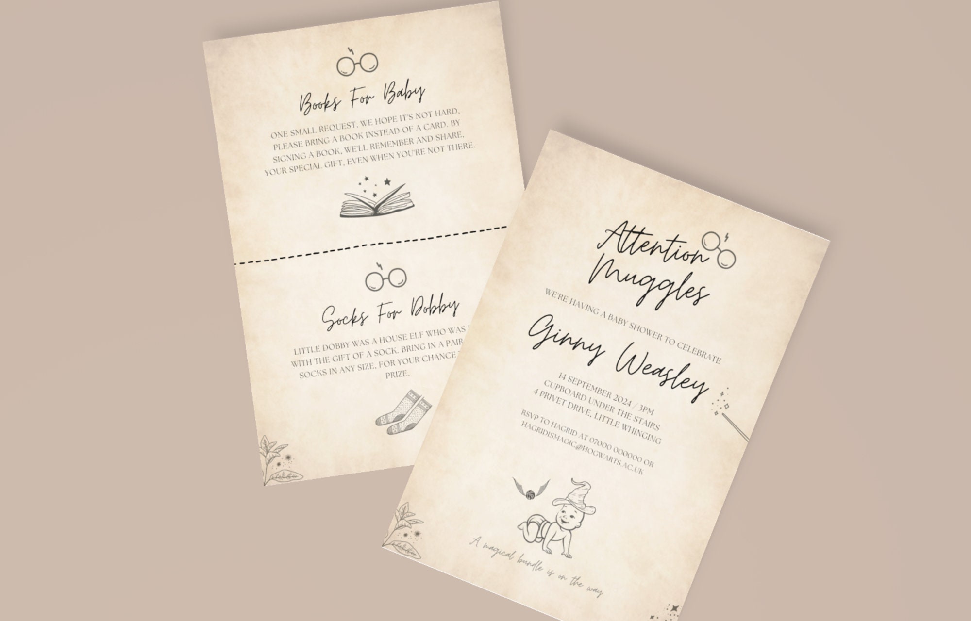 Harry Potter Baby Shower Invitation and Game Bundle Editable