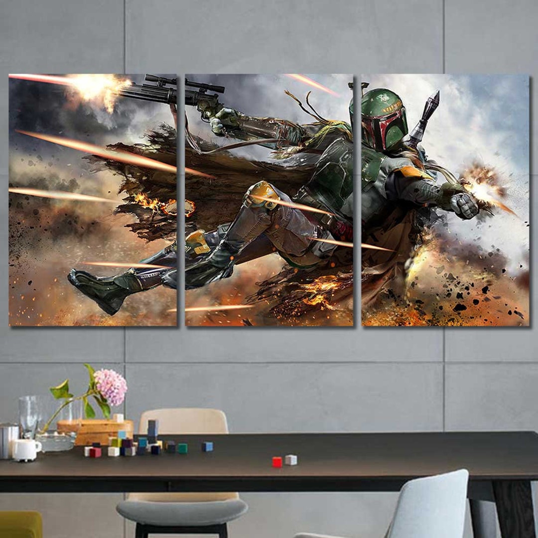 Star Wars Boba Fett Fighting Action Framed or Printonly 5piece 4