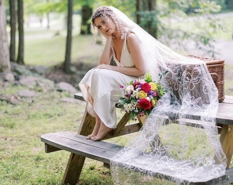 Floral Veil- full floral lace cathedral veil