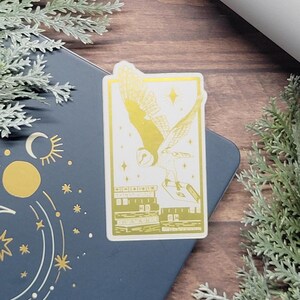 Owl of the Library | Reflective Foil Unique Vinyl Sticker | Magic Library Sparkle Art | Stationary | Collectible | Water Resistant | Flying