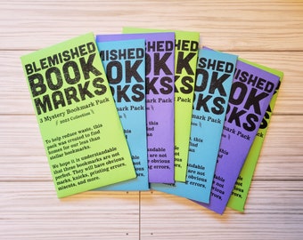 Blemished Bookmarks | 3 Mystery Bookmark Pack | 2023 Collection | Grab Bag Gacha Collectible Stationary | Fun For Book Lovers | Unique