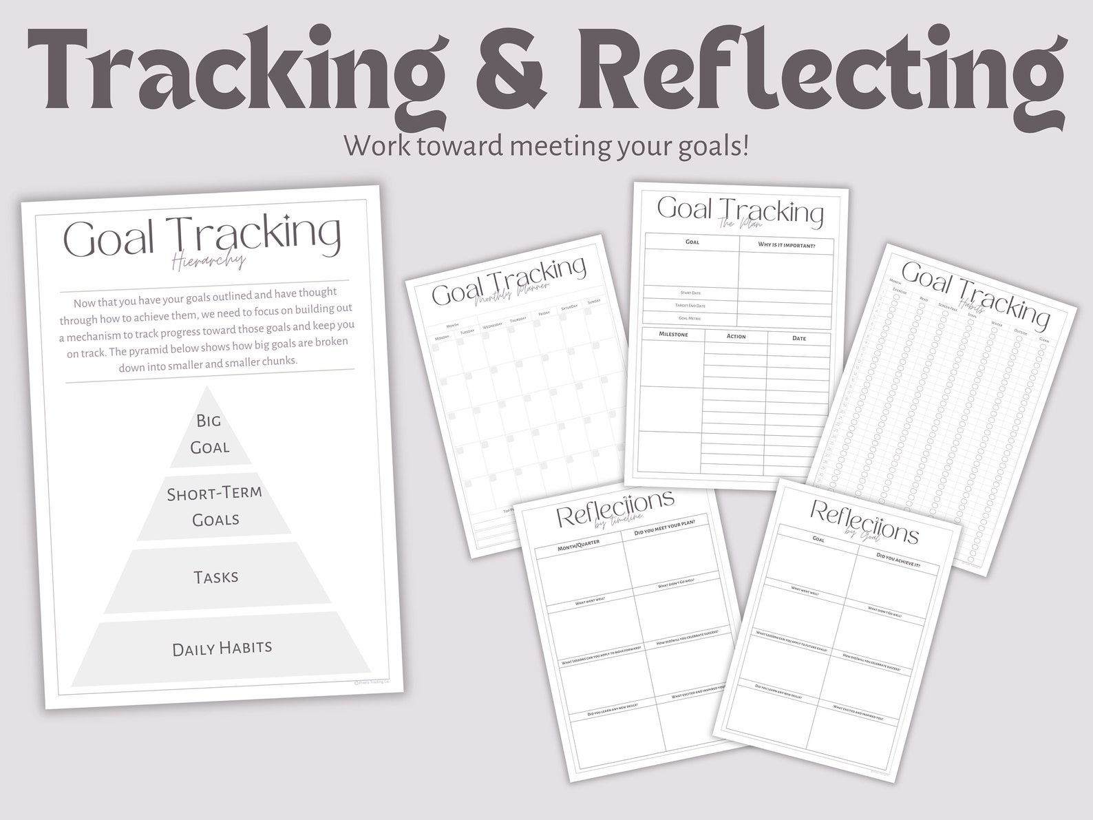 Goal Planning Bundle, Goals Tracker, Goal Setting, Vision Board, Habits ...