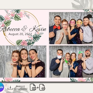 Photo booth template for Rustic Wedding, 4 x 6 Photo strip Template for photobooth, Editable Photobooth Overlay Photo Strip using Canva