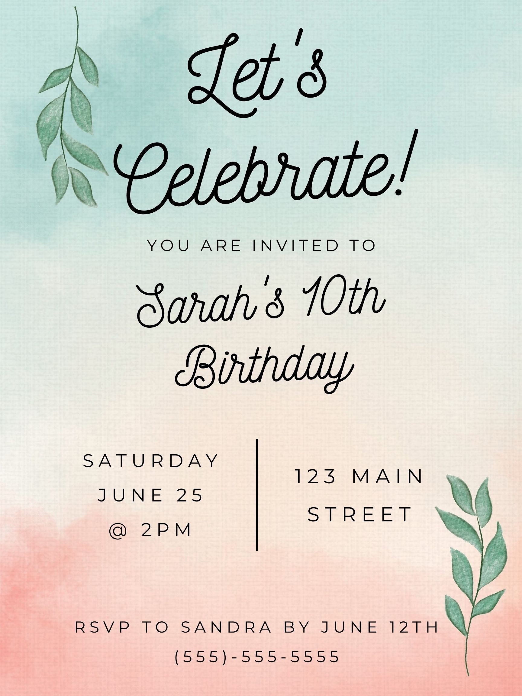 FREE Printable Whimsical Birthday Party Invitation Template | Birthday  invitation card template, Online birthday invitations, Birthday party  invitations printable