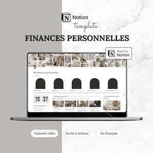 Template Notion finances personnelles | Suivi budget, dépenses, dettes & revenus | Objectifs financiers et valeur nette | Français | Digital