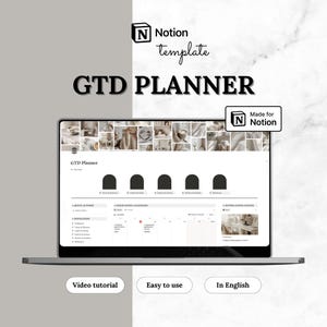 Notion Template GTD Planner | Getting Things Done Dashboard, Inbox for tasks, projects, references | Second Brain | Digital Download English
