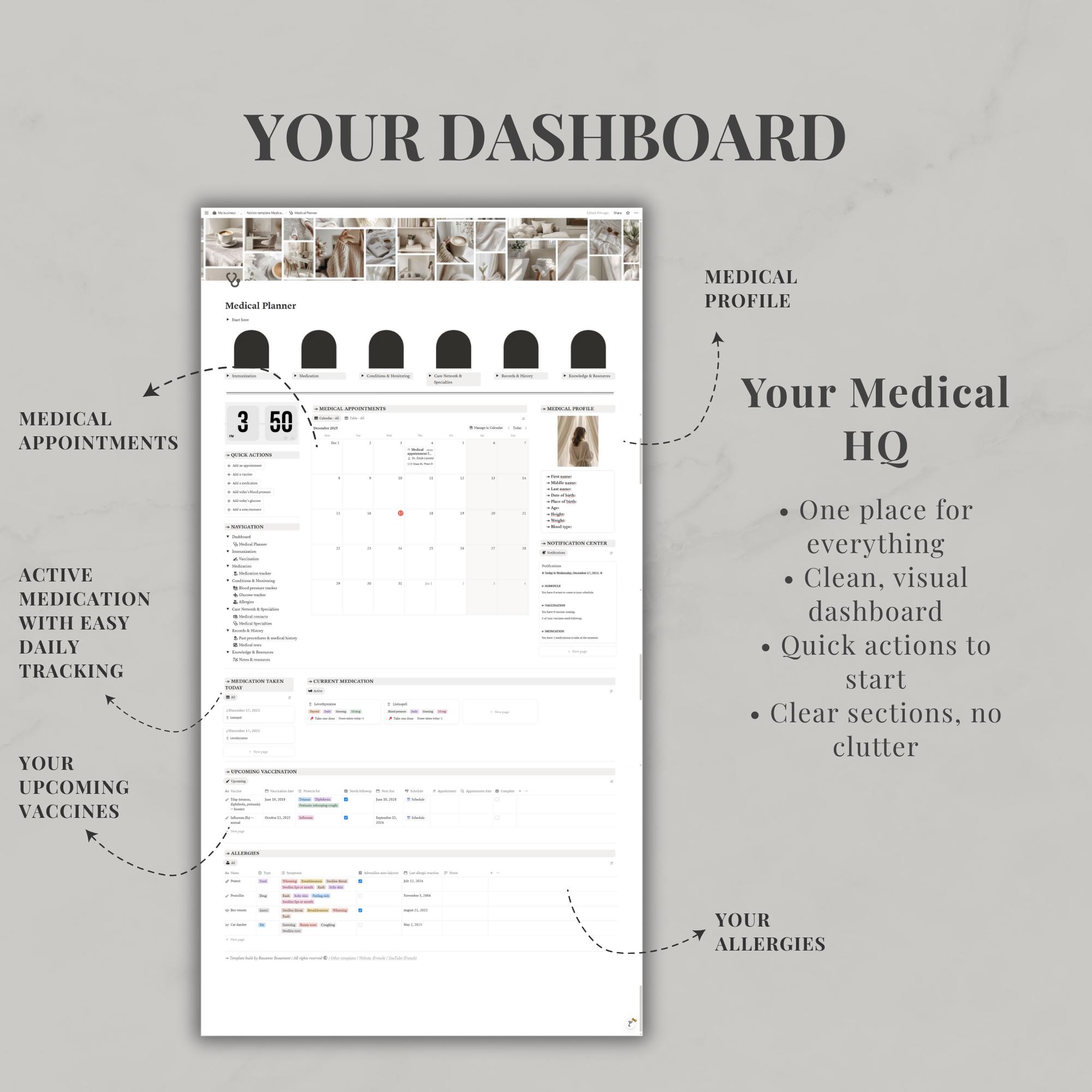 Notion Template Medical Planner | Health & Medication Tracker ...